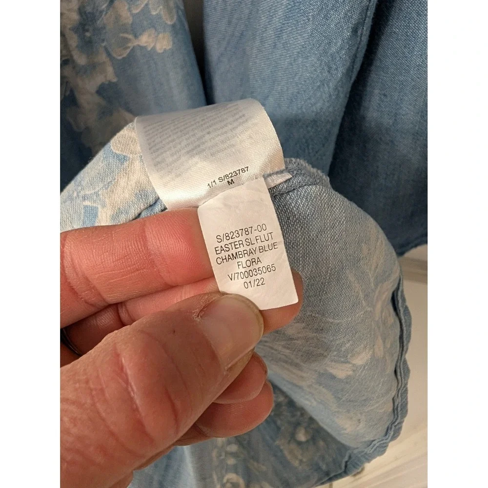 Old Navy Womens Chambray‎ Dress Bundle Floral Midi & Solid Smocked mini lot of 2 - Picture 8 of 11